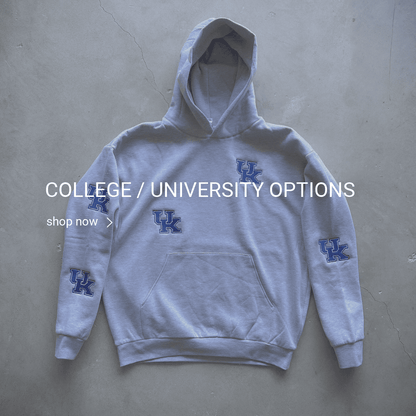 Custom 5 Spot HOODIE embroidery - ALL COLLEGE options