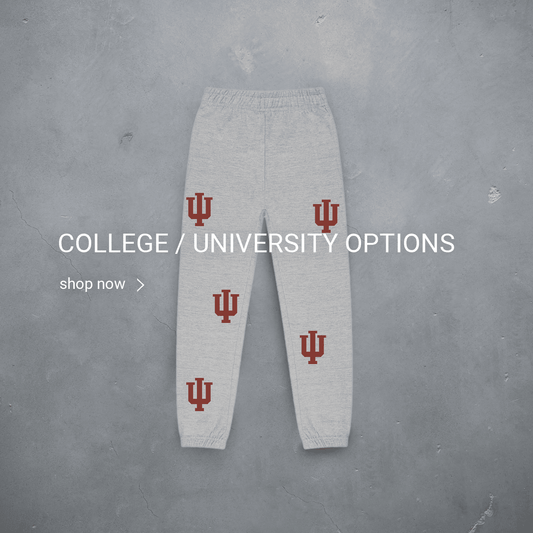 Custom 5 Spot Sweatpant embroidery - ALL COLLEGE options